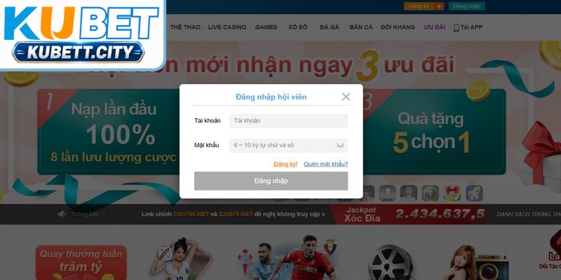 Thao tác đăng nhập KUBET được thiết kế vô cùng đơn giản cho thành viên