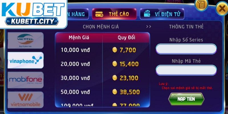 Những lưu ý cần nhớ để quy trình nạp tiền KUBET thuận lợi, suôn sẻ