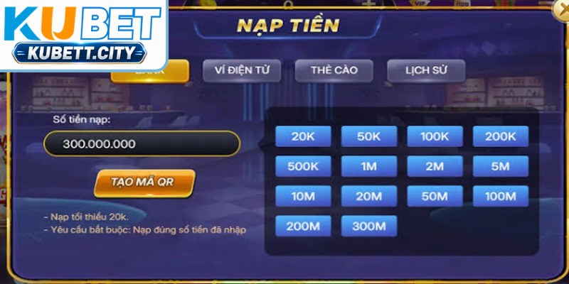 Những ưu điểm vượt trội khi thành viên thực hiện nạp tiền KUBET